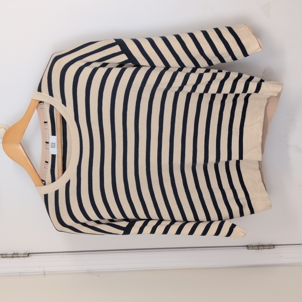 Noa Noa Cream & Navy Striped Crew Neck Sweater